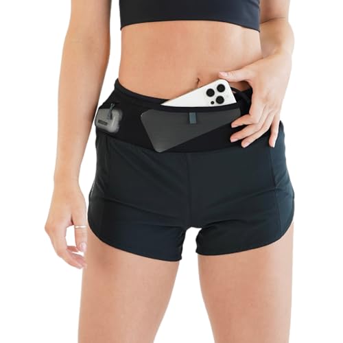 FlipBelt High Waisted Quick-Dry Air Running Shorts Workout Sport Layer Active Shorts with Pockets and Built in Running Belt