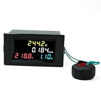 xcluma AC 80V - 300V 100A Single Phase 4 in 1 AC Voltmeter Ammeter Power Energy Meter Kwh Color Screen LED Display Single Phase