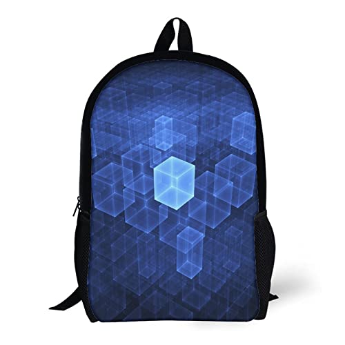 Sac à dos imprimé en 3D Cube unisexe de 17 pouces avec structure renforcée - 5