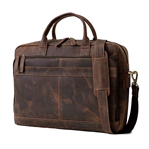 Leather briefcase bag for men Leather Laptop Bags For Men and Women Travel Messenger Bag 16 Inch (Vintage Brown, 16 Inch Briefcase) by VC VINTAGE COUTURE - Used condition - US$51.53