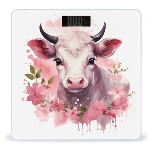 Báscula digital de baño con vidrio templado y pantalla LED clara miniatura 1