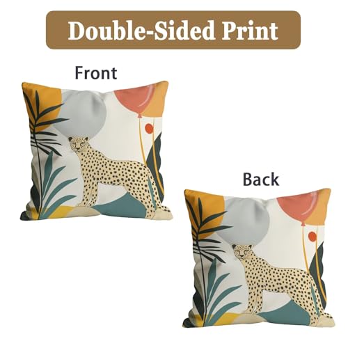Housses de coussin 65x65 léopard en lin m-w-9605