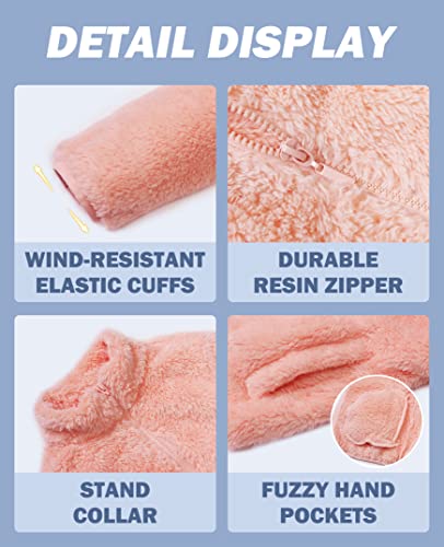 Solocote Boys Girls Sherpa Fleece Coats Long Sleeve Full Zip Kids Jacket Sln2214-Pink-11-12Y #TOP5