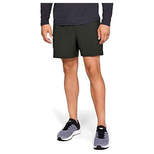 Under Armour UA LAUNCH SW - Pantalones cortos para hombre, 12,7 cm, color verde artillería/tifón, reflectantes, talla XL