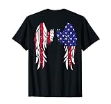 Angel Wings Patriotic American USA Flag Distressed - on back T-Shirt