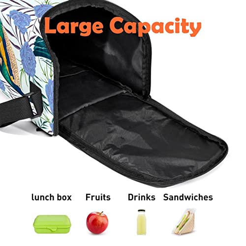 Lonchera grande de pavo real con correa ajustable para hombro 3