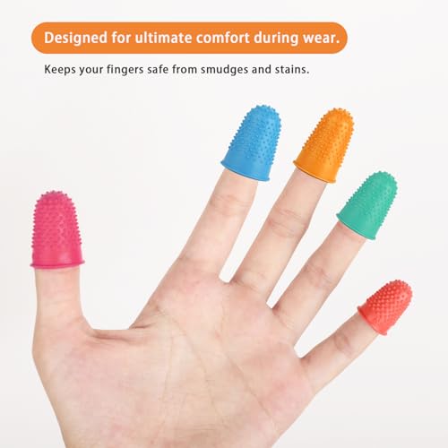 Conjunto de pontas de dedo pegajoso e dedos de borracha - Protetores de dedo de silicone com hidrata