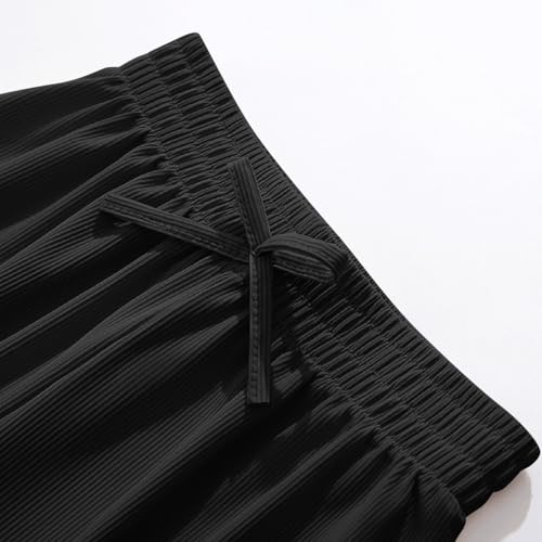 Girls Pleated Cuffed Jogger Pants Lightweight Breathable Ice Silk Trousers Elastic Waist Active Track Pants4