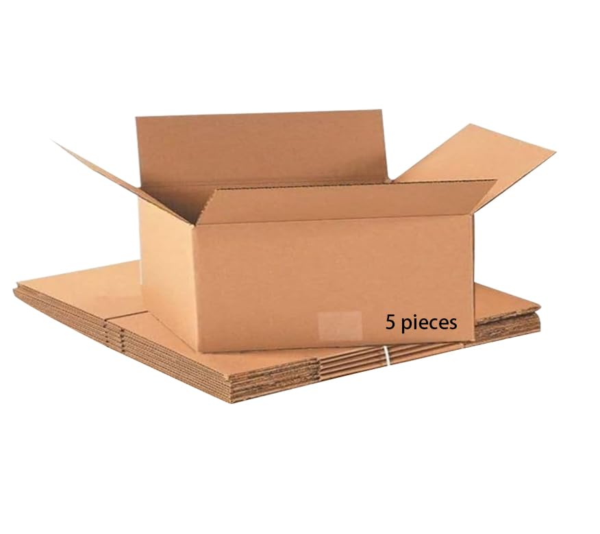 COOZO Brown Single Wall Box 12" x 9" x 6" Inch (305x229x152mm) Shipping Mailing Postal Parcel Easy to Assemble Cardboard Boxes/Boxes For Packing Moving House/Multiple Uses Box - Pack of 5