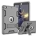 TOPSKY iPad Air Case, iPad A1474/A1475/A1476 Kids Proof Case, Heavy Duty Shockproof Rugged Armor Defender Kickstand Protective Cover Case for iPad Air Grey Black