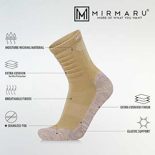 MIRMARU 3 Pairs Seamless Toe Hiking Outdoor Trail Running Trekking Moisture Wicking Cushion Crew Athletic Socks2