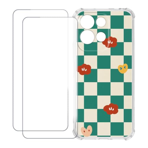 Xiaomi Poco M8X 5G�ƌ݊��������� �X�N���[���v���e�N�^�[�ƃP�[�X - �΂̊i�q�� | 6.9" 2-in-1�o���h���A�v�����gTPU�J�o�[�{2�����苭���K���X�t�B�����A�ϏՌ��ی�L�b�g