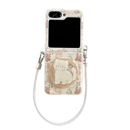 RUIKER Samsung galaxy z flip6 �p �P�[�X �L ���� �؍� �l�C �}�O�l�b�g MagSafe z flip5 ���킢�� �A�j�� �L�����N�^�[ �X�}�z�P�[�X zflip6 �Ή� �X�g���b�v �X�^���h�@�\�t�� PU���U�[ �M�����N