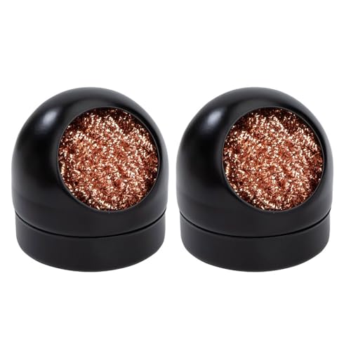 2 pulitori per punte di saldatura, in ottone, spugna di ferro in metallo, spugna secca in lana metallica con sfere per la pulizia di ferro e punte, senza acqua