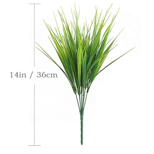 Cattree Artificial Shrubs Bushes, Plastic Wheat Grass Green Leaves Fake Plants Wedding Indoor Outdoor Home Garden Verandah Kitchen Office Table Centerpieces Arrangements Christmas Decoration 4 Pcs #TOP1