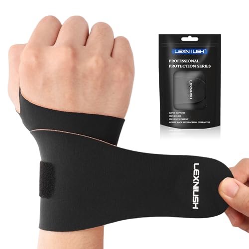 Lexniush Wrist Supports Brace for Right/Left Hand, Arthritis Wrist Compression Support for Tendonitis, Sprained, Carpal Tunnel, Elastic Hand Wrist Support for Men/Women, Tennis, Gym, Black