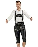 Farbe: Schwarz Bockle Bavaria Black Schwarze Lederhose Bayrische Bayern München Oktoberfest Wiesn Trachten Glattleder, Size: 54
