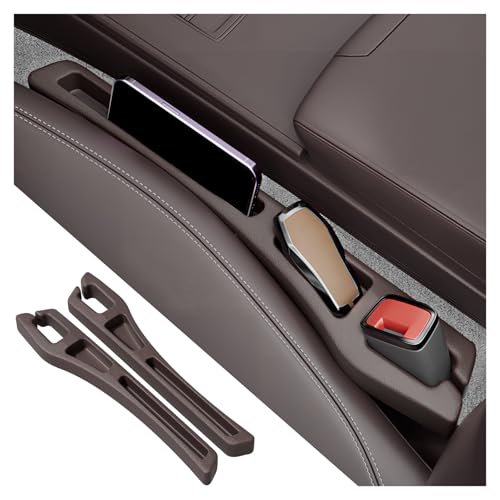 YGDMD 2PCS Car Seat Gap Filler Organizer,2 in 1 Car Gap Filler with Fill and Storage Function for Storing Phones Keys Cards,Universal Multifunctional No Drop Seat Guard for Cars (Brown)