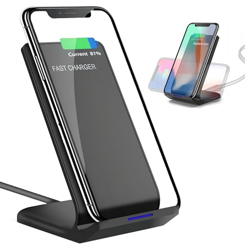 Retoo Induktive Ladestation, Schnelles Kabelloses Ladegerät Qi für Smartphone, Phone 12/11 PRO/X / 13, Wireless Charger Fast 10W, Schnell Drahtloses Handy Ständer handyhalterung, Quick Charge 3.0