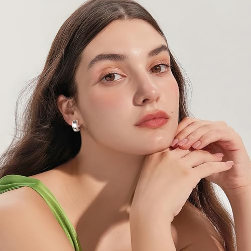Image of Chunky Hoop Earrings for Women Small Huggie Hoops Earrings Fashion Jewelry