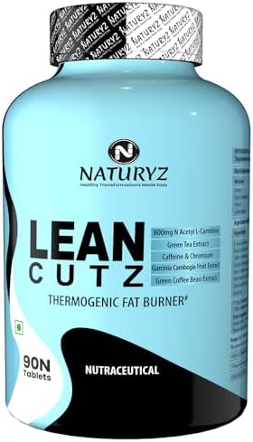 Naturyz LEAN CUTZ Thermogenic Fat Burner with Acetyl L Carnitine, Green tea Extract, Garcinia Cambogia, Green Coffee Bean Extract, Caffeine & Chromium Weight loss product for Men & Women - 90 Tablets