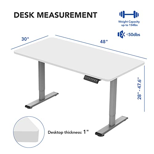 Flexispot En1 Essential Height Adjustable Standing Desk 48 X 30 Inches Whole-Piece Desktop Ergonomic Memory Controller Electric Stand Up Desk (48 Marble Grey Desktop,White Frame, 2 Packages #TOP3
