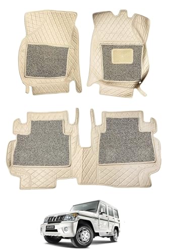 Image of Auto Hub Premium 7D car mat Bolero (Model: 2012-2021), Luxury Double-Stich 7d Car Floor Mat Complete Set, 100% Waterproof and Washable, Color : Beige