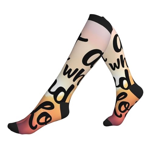 Nuzjahu Not All Who Wander Are Lost Print Compression Socks For Women Men 15-20 Mmhg Circulation Knee High Socks Best Support For Nurse Running Travel 3 Black