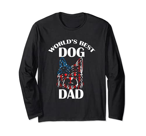 Worlds Best Dog Dad Greatest Daddy Animal Pet Puppy Parent Long Sleeve T-Shirt, Black