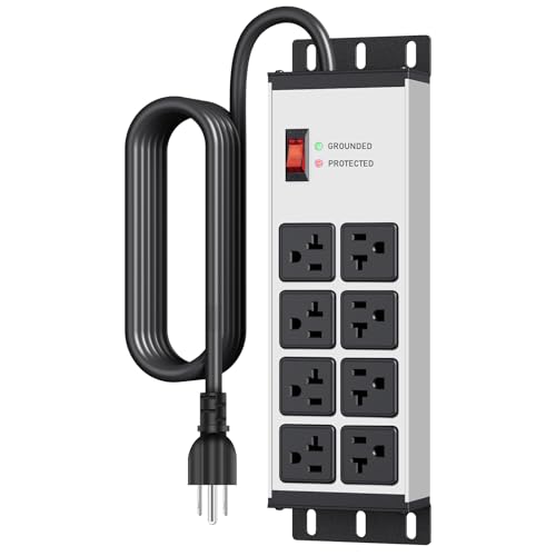 JUNNUJ Heavy Duty Surge Protector, 12 Gauge Extension Cord, Silver, 25 FT by JUNNUJ - Used condition - US$48.57