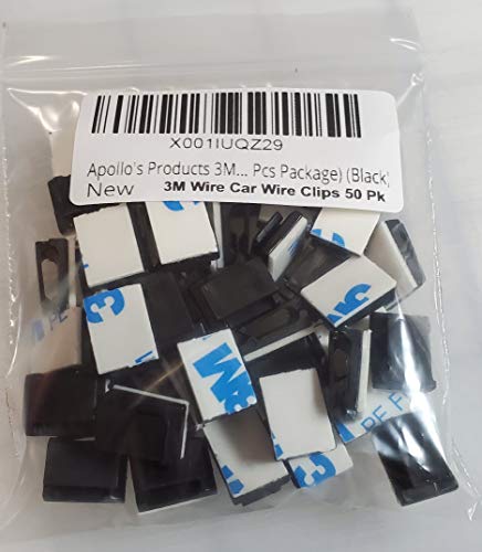 3M Adhesive Car Cable Clips / Drop Wire Holder (50 Pcs Package) (Black) New 3M Adhesive Backing #TOP7