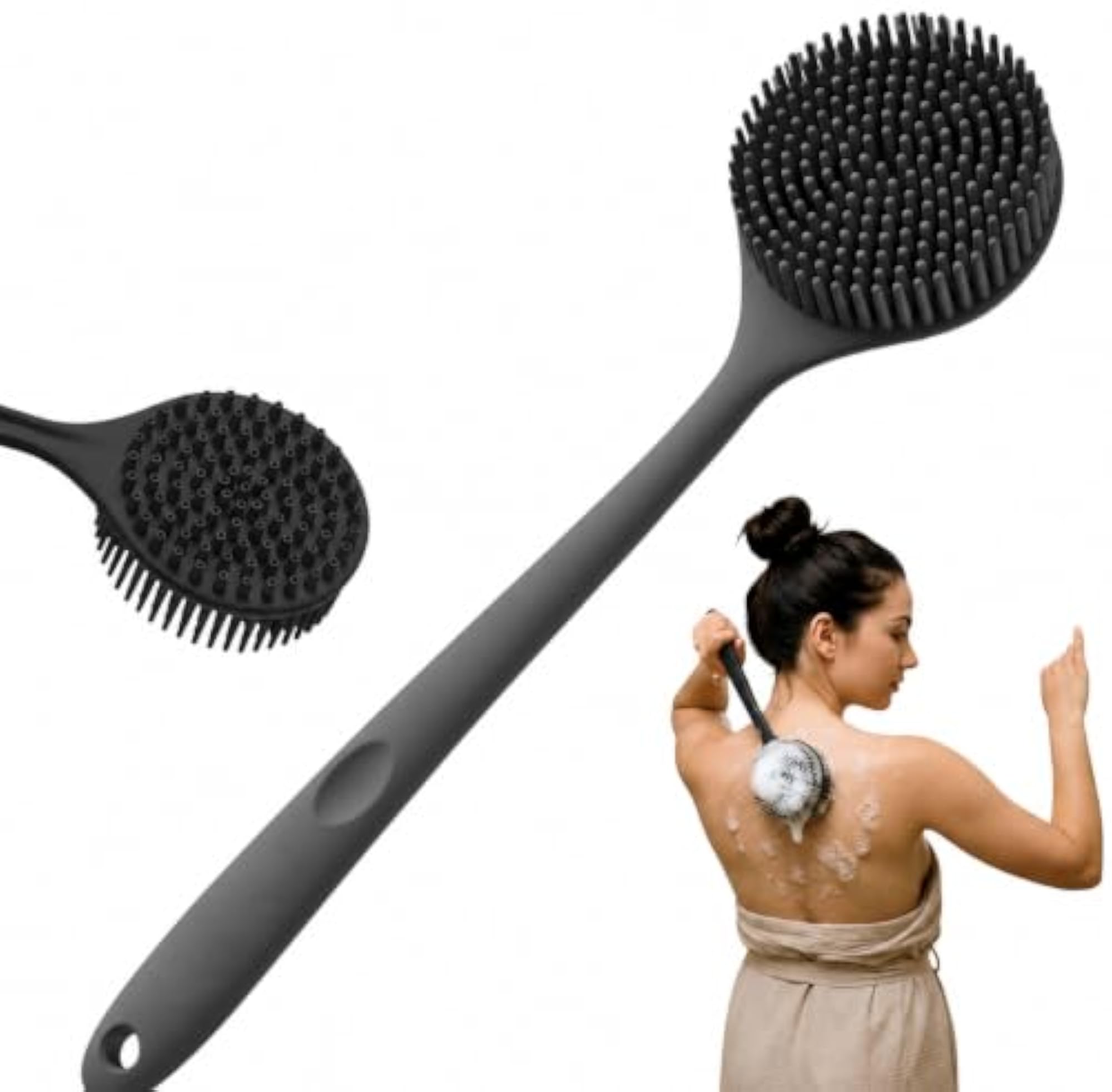 Silicone Back Scrubber with Long Handle, Unisex