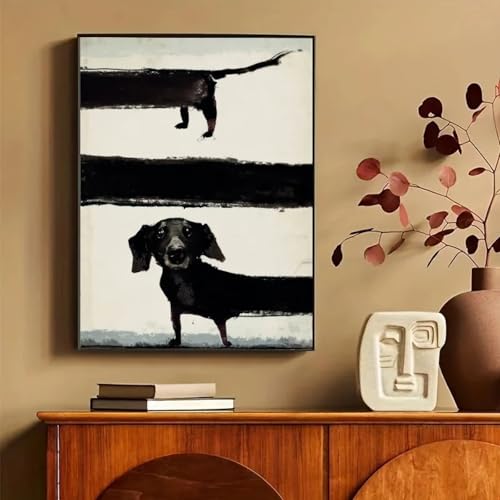 Chien noir impression abstraite 30x40cm affiche d'art mural drôle pour salon - 4