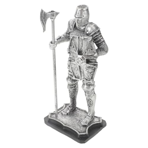 DECHOUS Figurine Chevalier Médiéval en Résine Rétro, Sculpture Décorative Vintage pour Bureau et Salon, Statuette Gardien Miniature pour Centre de Table,...