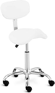 Physa Hamburg White Sattelstuhl mit Lehne Sattelhocker mit Rollen höhenverstellbar Arbeitsstuhl mit Rückenlehne (weiß, bis 150 kg, Höhe 50-70 cm, Kunstleder, 360° drehbar)