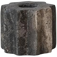 Bloomingville Carved Travertine Taper Holder, Grey