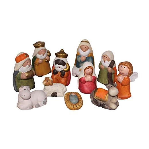 Set De 11 Figuras Belén de Nacimiento de 7.5cm, Belén De Cerámica Santon Para Decoración Navideña