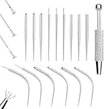 Pluvyze 15 piezas de piercing de acero inoxidable para introducir piercings de acero inoxidable, herramienta de inserción sin rosca para oreja/nariz/labio/vientre con 1 bola perforadora de piercin-g