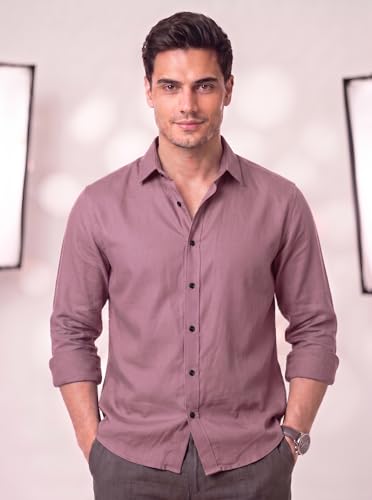 Image of Men's Cotton Blend Solid Casual Shirt Regular Fit Full Sleeve Shirt for Men Plain Formal & Casual Wear Collared Button Down Shirt