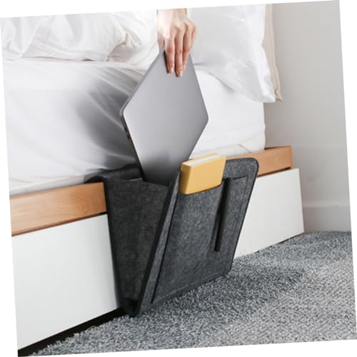 KICHOUSE Storage Bag Bedroom Organizer Bedside for Dorm Bed Large Bags Hampers Mattress Caddie Pouch Hanging Space Bag Household Hanging Bag Dark Grey - Thumbnail 2