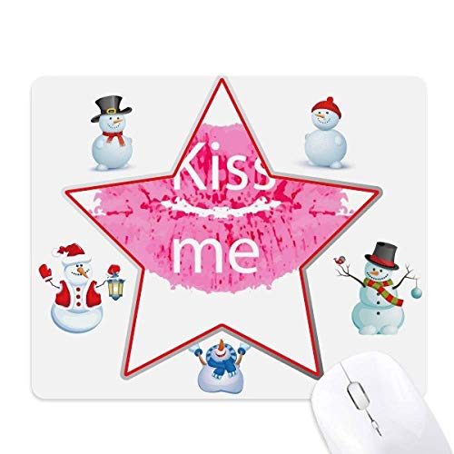 Tapis de souris bonhomme de neige Pink Lip Kiss Me pour bureau