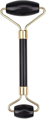 Jade Roller Massage Tool, Anti-Aging Natural Facial Jade Stone Kit, Anti Aging Face Massager Kit for Face, Chin, Double Neck (Black)