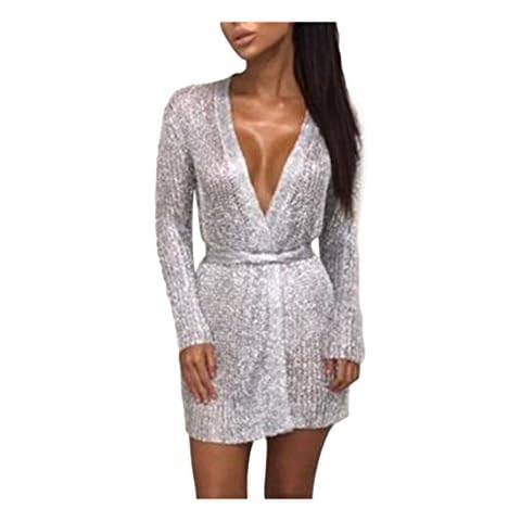 Sentao Womens Vintage Elegant Cardigan Cover Up Blouse Long Sleeve Outwear Tops (Silver, Asia S) Cover