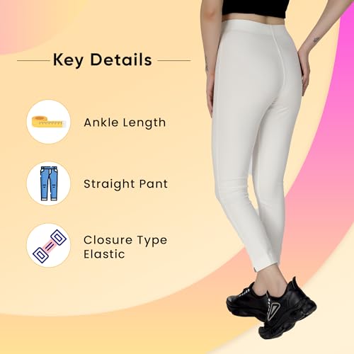 Image of ON&ON Women's Cotton Stretchable Slim Fit Straight Pants Trouser for Casual Wear and Office Wear