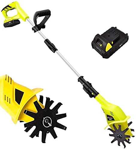 Rotavator eléctrico pequeño, cultivador de jardín, cultivador de cultivador de mano inalámbrico eléctrico de 20 V con batería de litio recargable de 5200 mAh y cargador, rotador de cultivador de