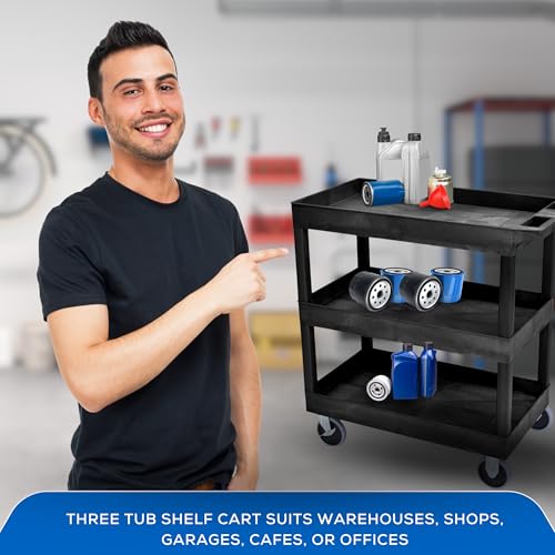 Image of FSE 373-EC111HD-B 32 inch x 18 inch Tub Cart - Three Shelves