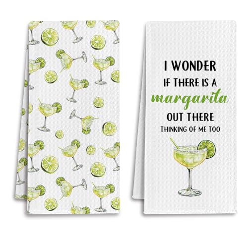 IRTAGANNY Margarita Cocktail Kitchen Towels, Gifts for Margarita Lovers, Modern Cocktail Themed Dish Tea Hand Towels for Kitchen Bar Cart Decor, 16x24 Inch Set of 2