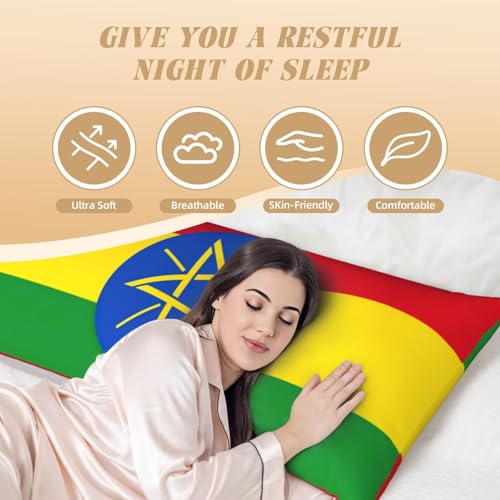 Housse de coussin imprimée drapeau de l'Éthiopie microfibre douce - 5