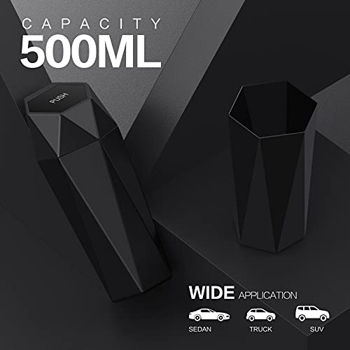 Szeof Car Trash Can With Lid,Portable Vehicle Auto Car Garbage Can,Diamond Design Mini Garbage Bin For Automotive Car, Home, Office, Kitchen, Bedroom(1 Pack,Black) #TOP3