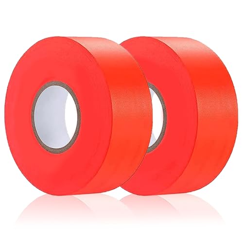 2 Pack Orange Flagging Tape Non-Adhesive Plastic Ribbon Neon Marking Roll